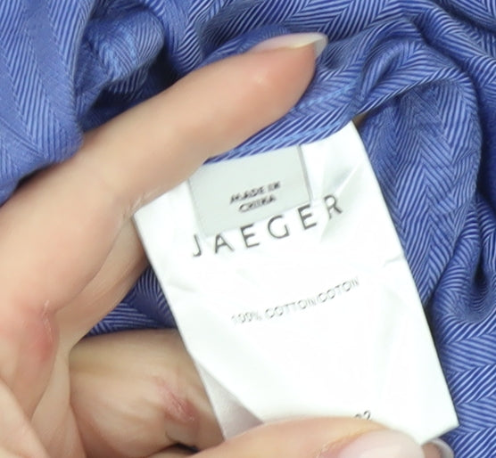 Jaeger Men’s Blue Cotton Long Sleeve Button-Up Shirt Size 16