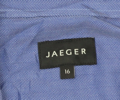 Jaeger Men’s Blue Cotton Long Sleeve Button-Up Shirt Size 16