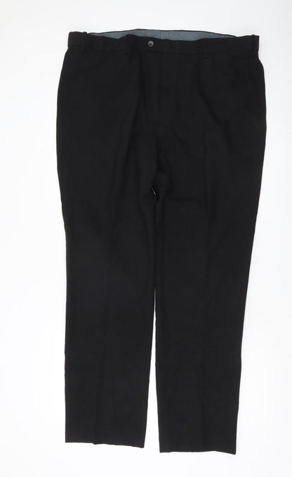 Marks and Spencer Mens Black 42W 33L Regular Fit Dress Pants