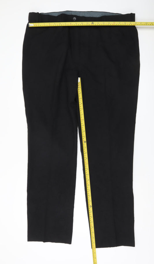 Marks and Spencer Mens Black 42W 33L Regular Fit Dress Pants