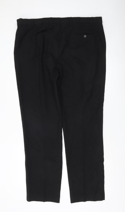 Marks and Spencer Mens Black 42W 33L Regular Fit Dress Pants