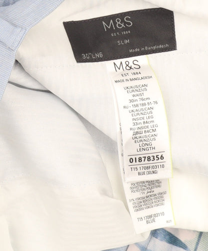 Marks and Spencer Men's Blue Slim Fit Dress Pants Trousers 30W 33L