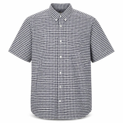 Marks and Spencer Men Blue Check L Regular Fit Short Sleeve Shirt