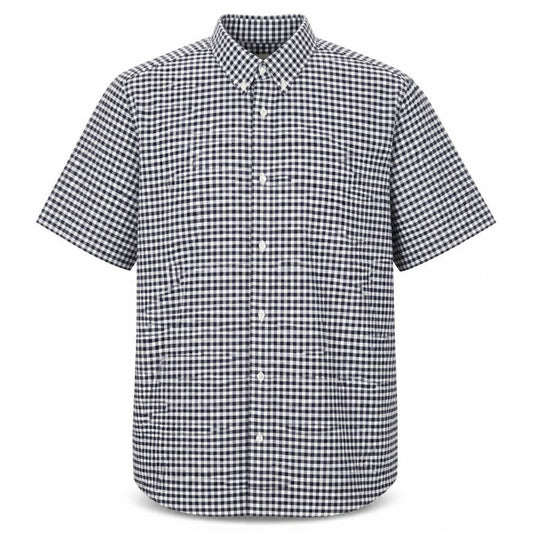 Marks and Spencer Men Blue Check L Regular Fit Short Sleeve Shirt