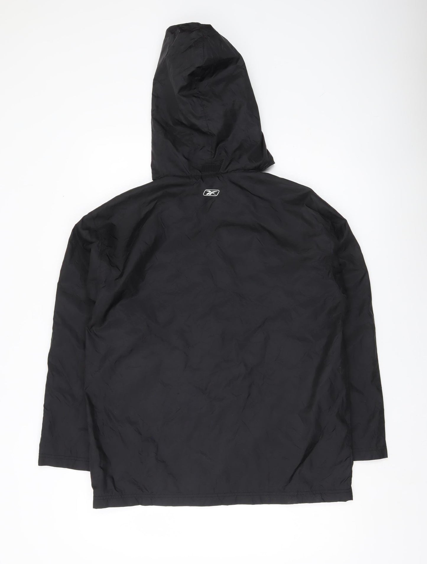 Reebok Boys Black 14Y Nylon Windbreaker Jacket with Hood