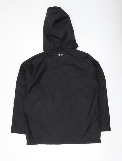 Reebok Boys Black 14Y Nylon Windbreaker Jacket with Hood
