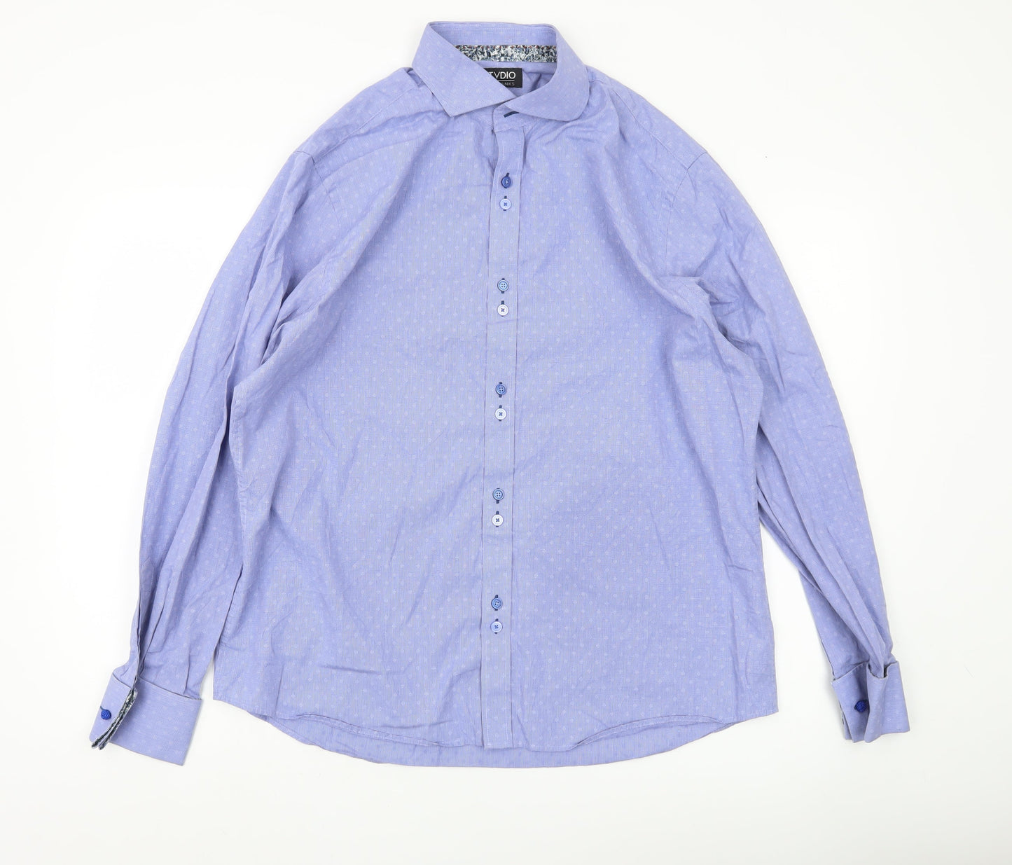 Jeff Banks Men’s Blue Cotton Button-Up Shirt Size 17 Long Sleeve