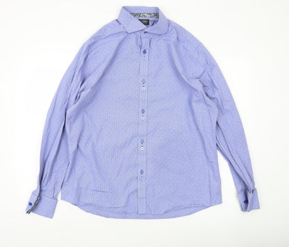 Jeff Banks Men’s Blue Cotton Button-Up Shirt Size 17 Long Sleeve