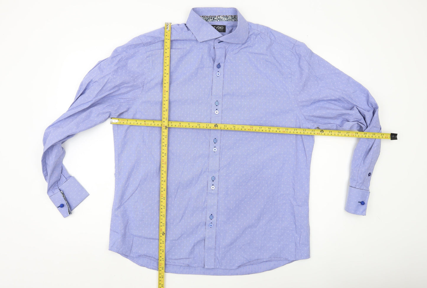 Jeff Banks Men’s Blue Cotton Button-Up Shirt Size 17 Long Sleeve