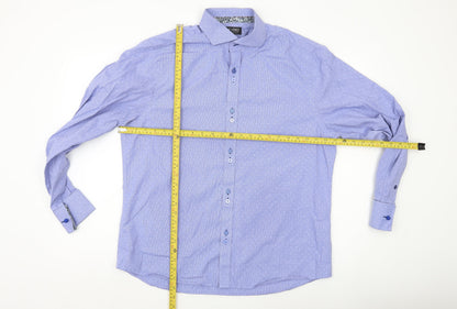 Jeff Banks Men’s Blue Cotton Button-Up Shirt Size 17 Long Sleeve