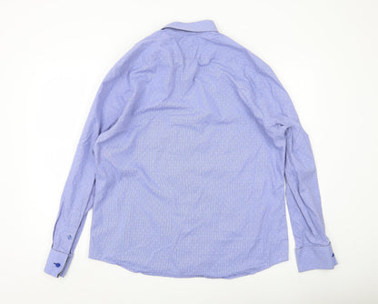 Jeff Banks Men’s Blue Cotton Button-Up Shirt Size 17 Long Sleeve