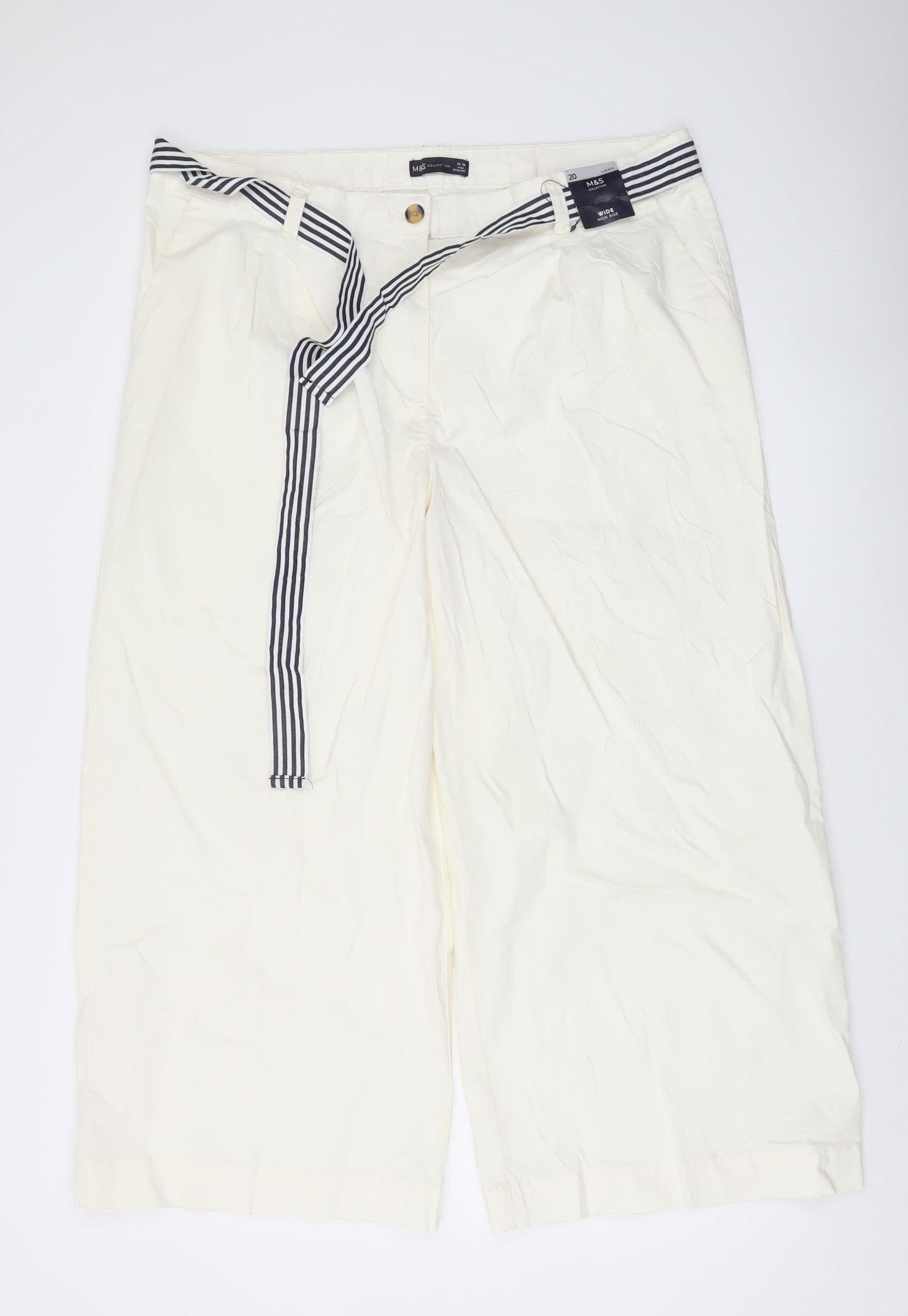 Womens UK Size 20 Slim Marks and Spencer Slim Fit Chino Ivory Trousers