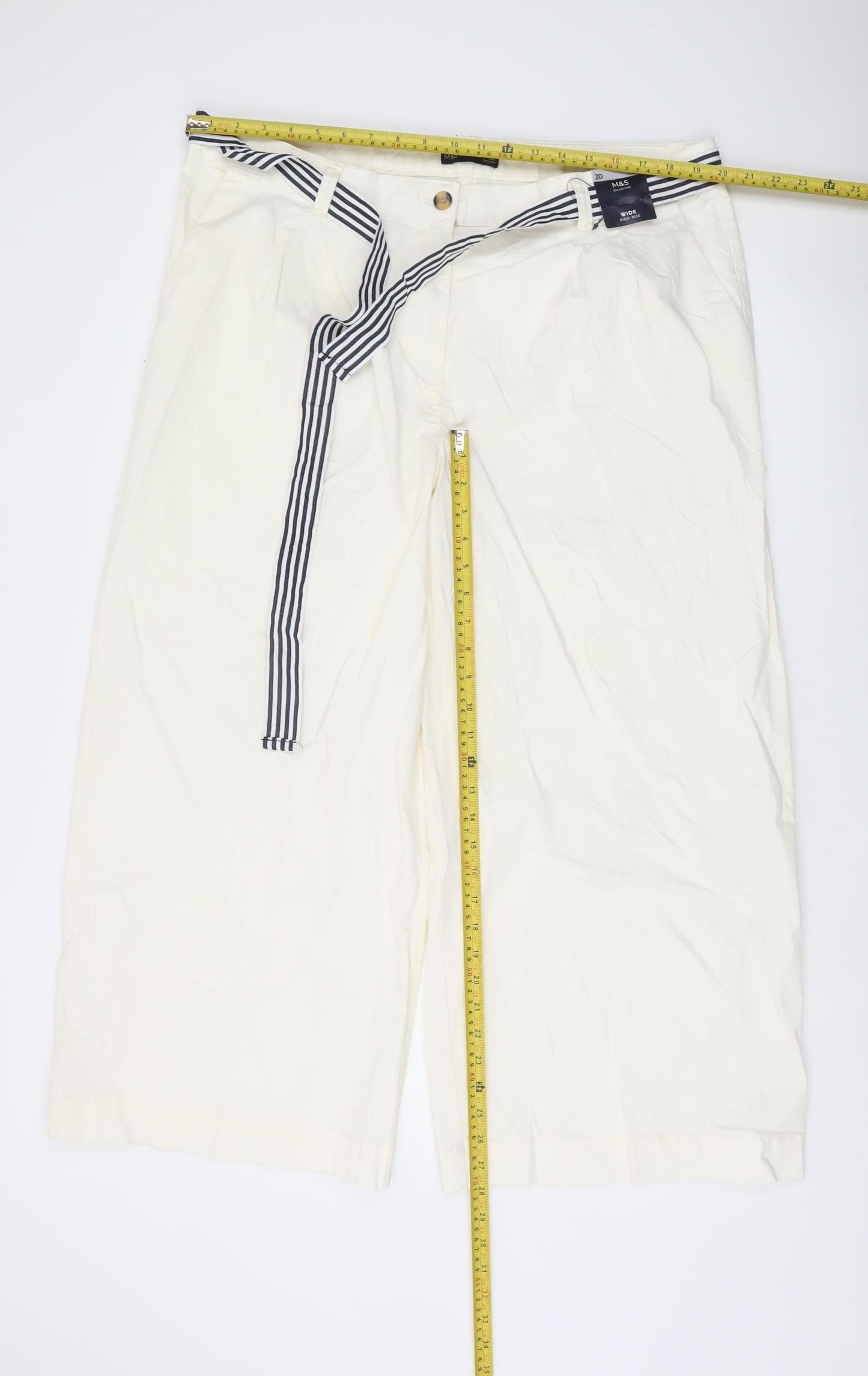 Womens UK Size 20 Slim Marks and Spencer Slim Fit Chino Ivory Trousers