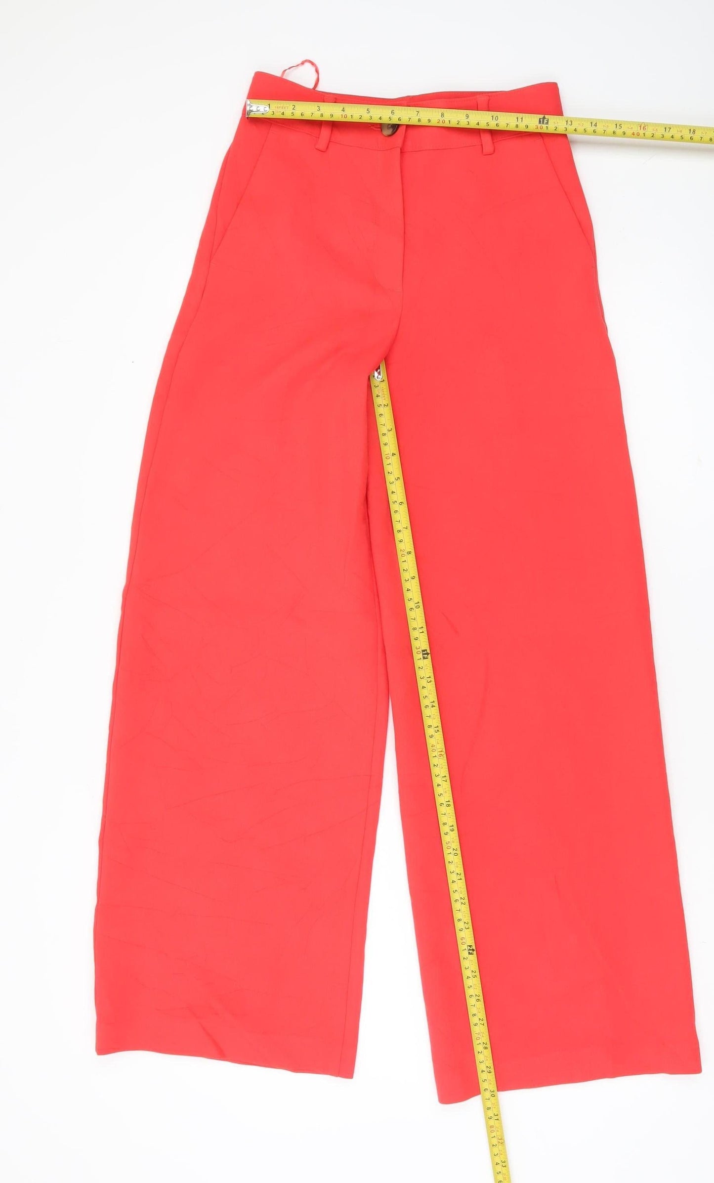 Marks and Spencer Women’s Red Wide-Leg Trousers Size 6 Regular