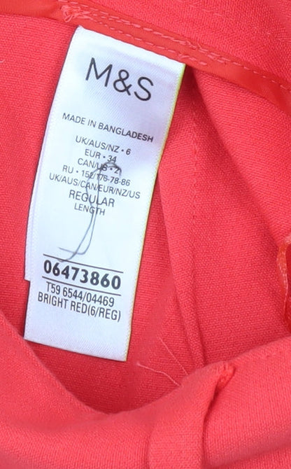 Marks and Spencer Women’s Red Wide-Leg Trousers Size 6 Regular