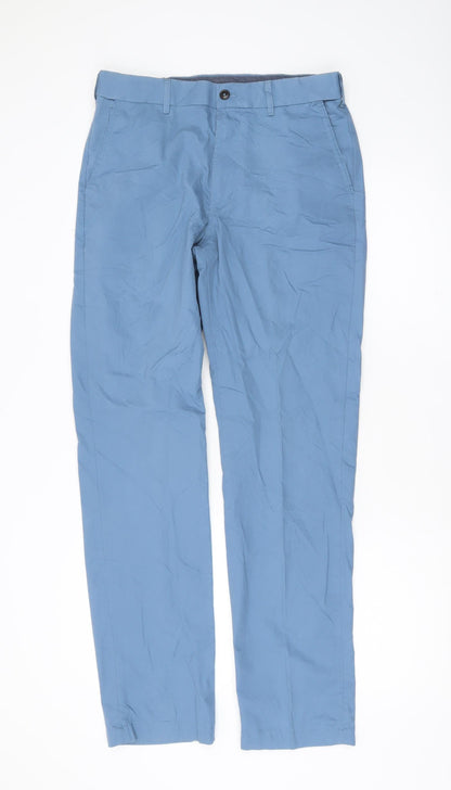 Marks and Spencer Mens Blue Chino Trousers 30W 33L Straight Fit