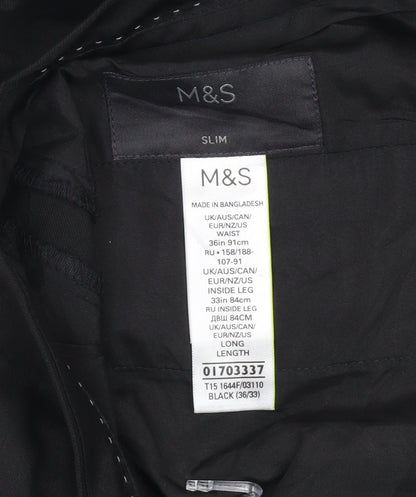 Marks and Spencer Men’s Black Slim Fit Dress Pants 36W 33L