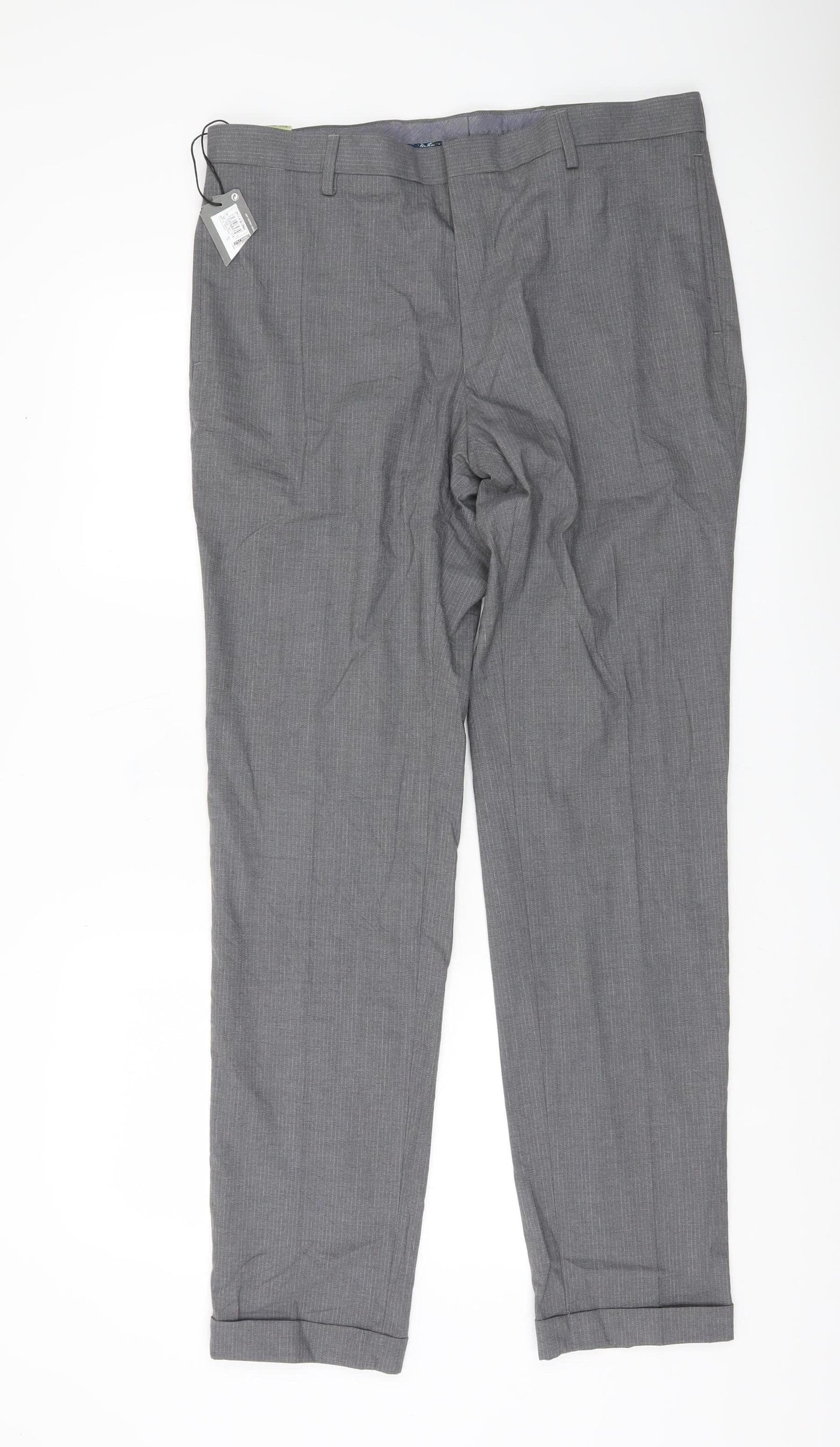 Marks and Spencer Men's Grey Slim Fit Dress Trousers 34W 33L