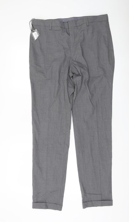 Marks and Spencer Men's Grey Slim Fit Dress Trousers 34W 33L
