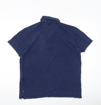 Levi's Men's Blue Cotton Polo Shirt Size L Short Sleeve Casual