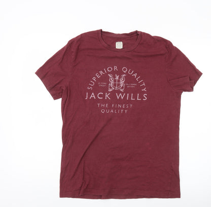 Jack Wills Men’s Red M Graphic Logo T-Shirt Short Sleeve Cotton Blend