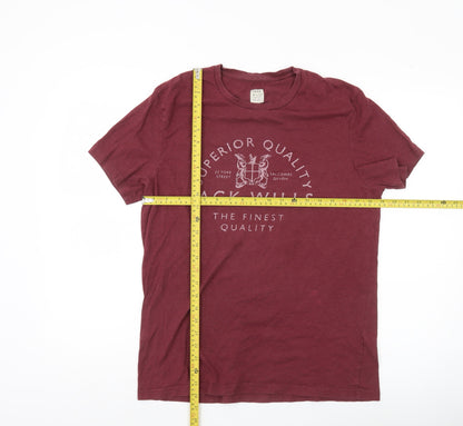 Jack Wills Men’s Red M Graphic Logo T-Shirt Short Sleeve Cotton Blend