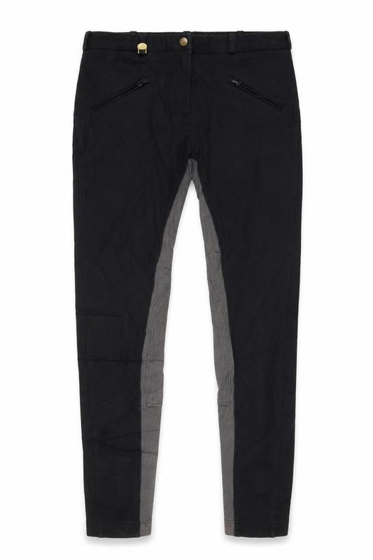 Girls Black Grey Riding Jodhpurs Trousers Size 32R Child Slim Fit