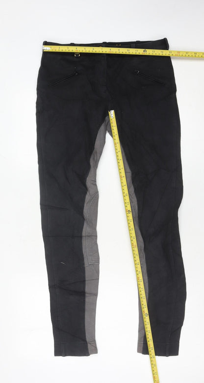 Girls Black Grey Riding Jodhpurs Trousers Size 32R Child Slim Fit