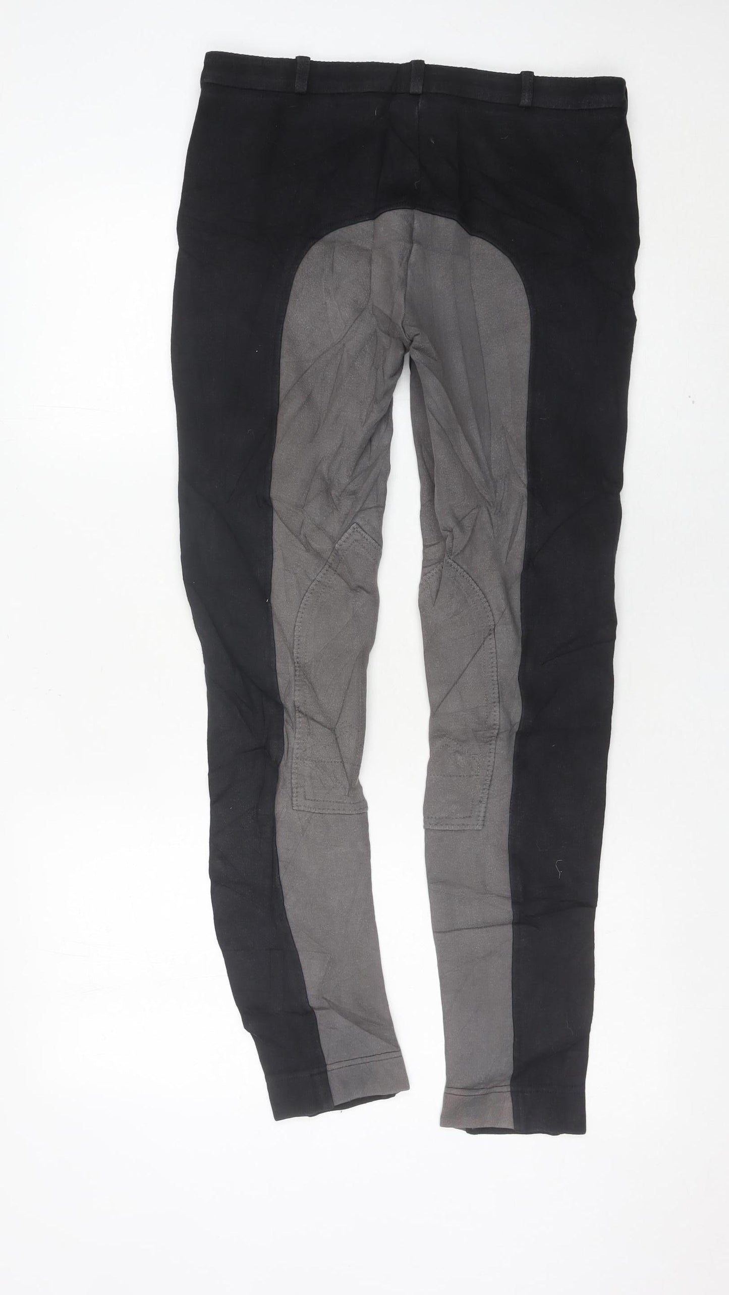 Girls Black Grey Riding Jodhpurs Trousers Size 32R Child Slim Fit