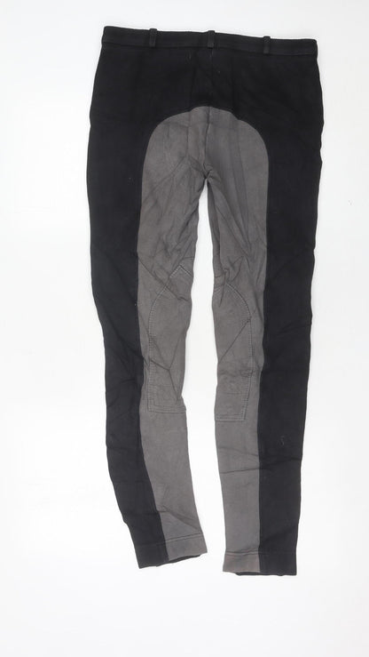 Girls Black Grey Riding Jodhpurs Trousers Size 32R Child Slim Fit