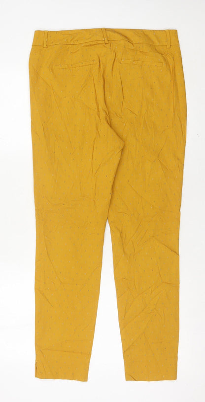 Next Women’s Yellow Slim Trousers Size 12 Viscose Blend Zip Pockets