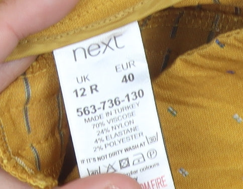 Next Women’s Yellow Slim Trousers Size 12 Viscose Blend Zip Pockets