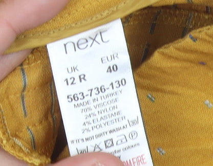 Next Women’s Yellow Slim Trousers Size 12 Viscose Blend Zip Pockets