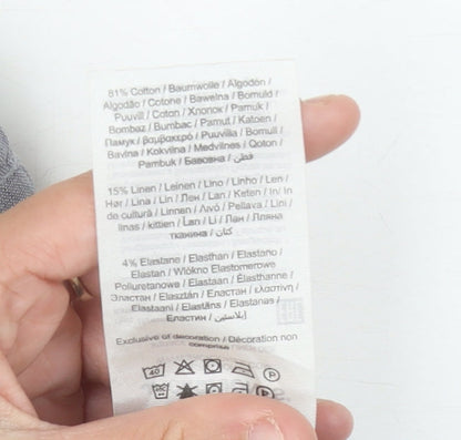 Jack & Jones Mens Grey XL Linen Blend Casual Trousers Drawstring Waist