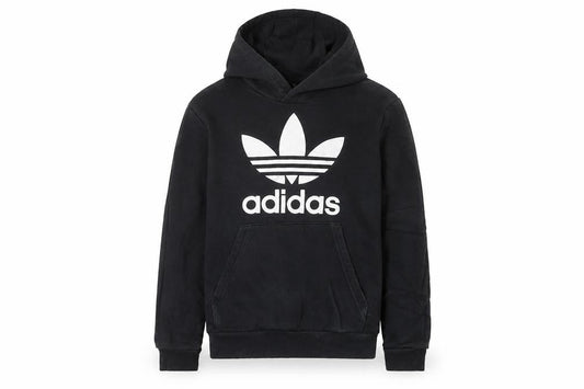 Adidas Boys Black Pullover Hoodie 9-10 Years Cotton Blend Logo Sweatshirt