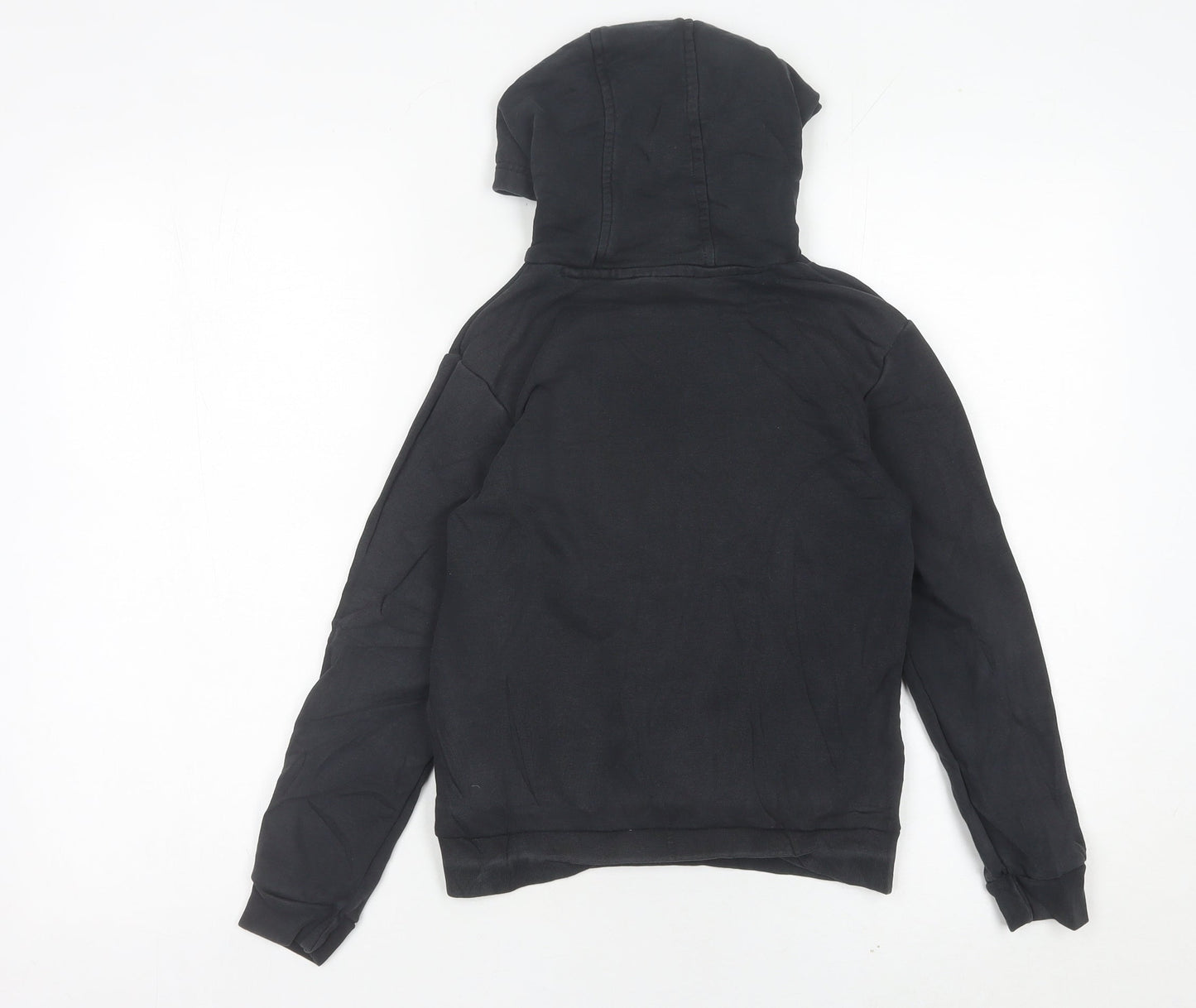 Adidas Boys Black Pullover Hoodie 9-10 Years Cotton Blend Logo Sweatshirt