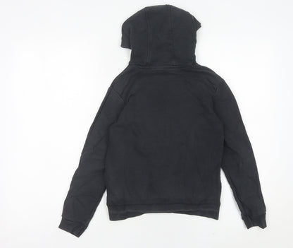 Adidas Boys Black Pullover Hoodie 9-10 Years Cotton Blend Logo Sweatshirt