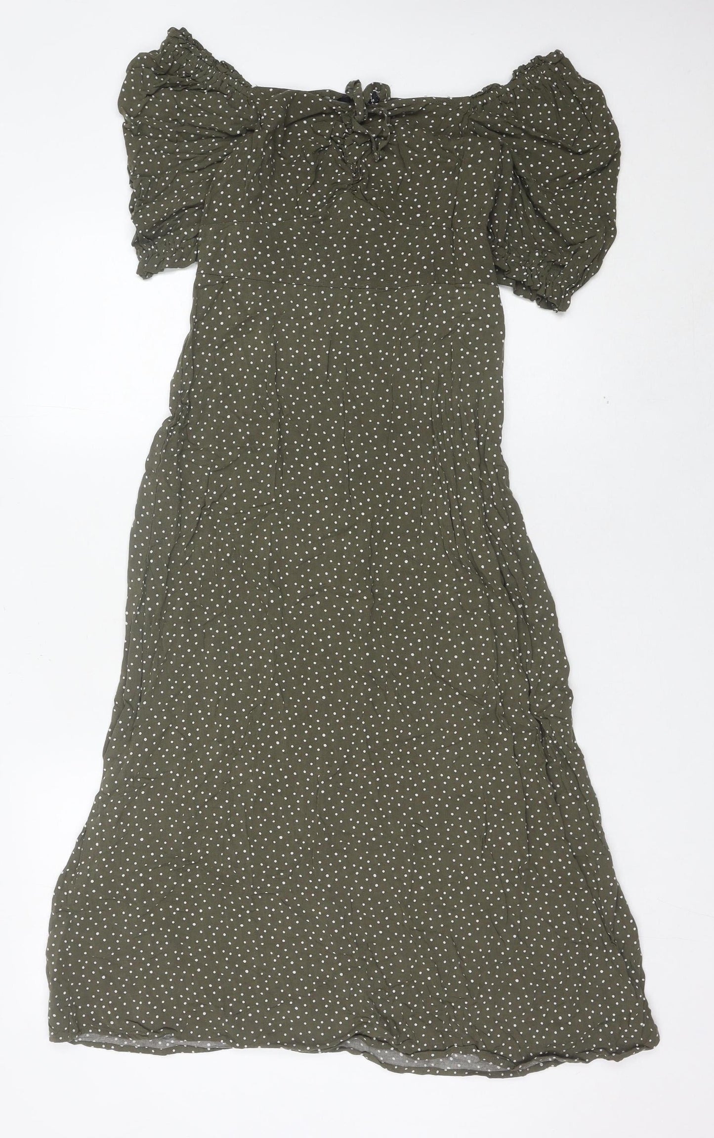 New Look Women’s Green Polka Dot Midi A-Line Dress Size 8