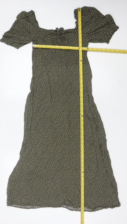 New Look Women’s Green Polka Dot Midi A-Line Dress Size 8
