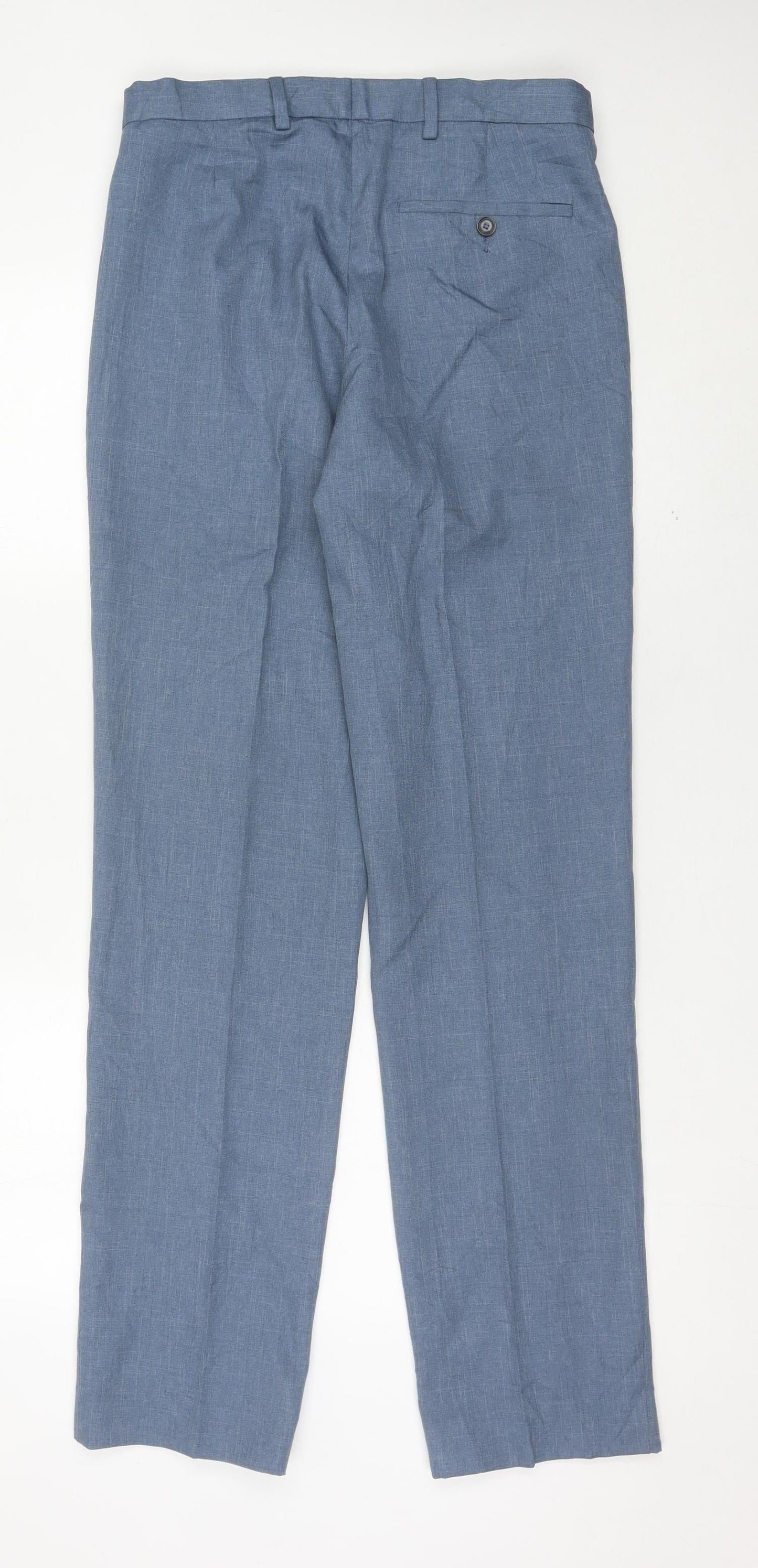 Marks and Spencer Men’s Blue 30W 33L Regular Fit Dress Trousers