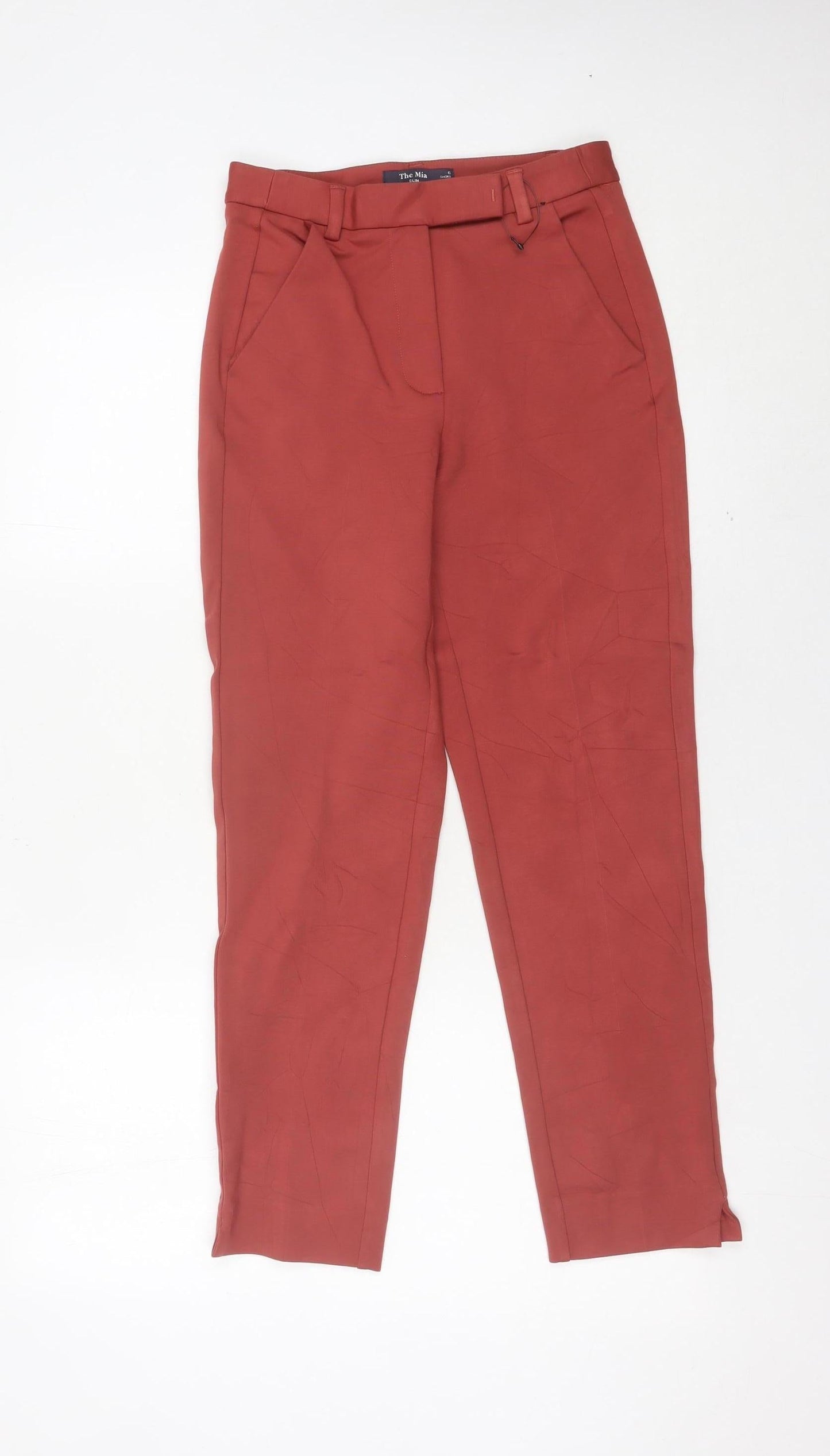 Womens UK Size 6 Marks and Spencer Slim Fit Business Casual Workwear Red Trouser