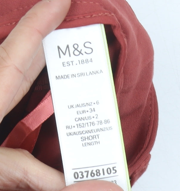 Womens UK Size 6 Marks and Spencer Slim Fit Business Casual Workwear Red Trouser