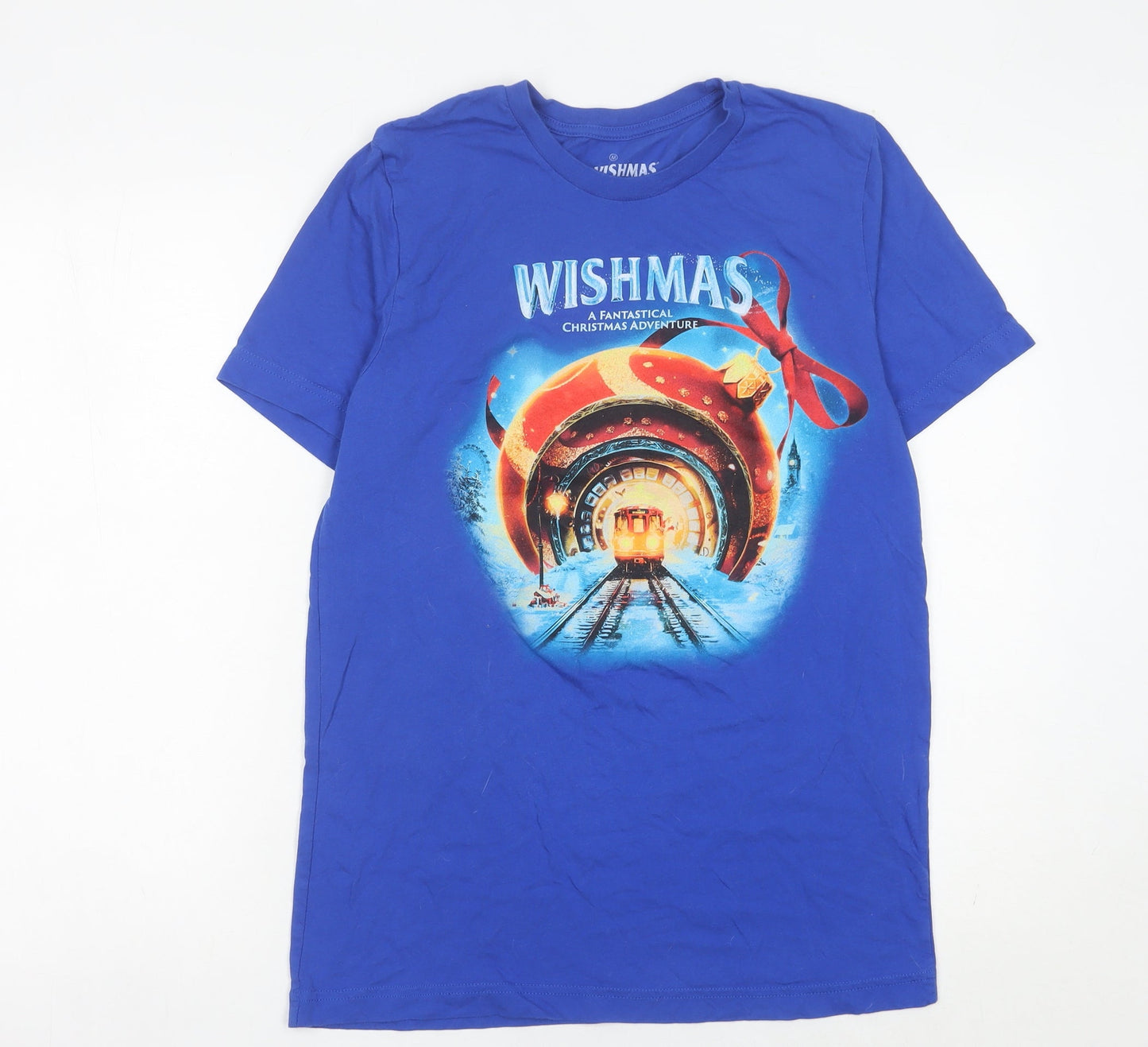 Wishmas Men's Blue M Christmas Graphic Short Sleeve Cotton T-Shirt