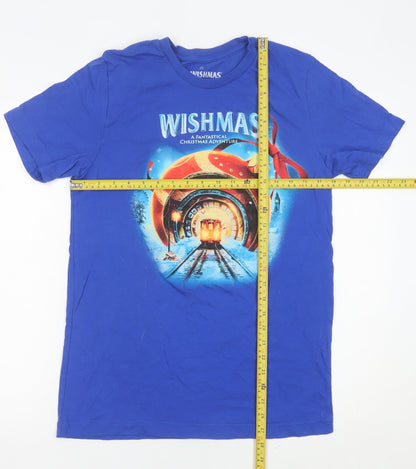 Wishmas Men's Blue M Christmas Graphic Short Sleeve Cotton T-Shirt