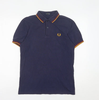 Fred Perry Mens Blue Slim Fit Polo Shirt S Short Sleeve Cotton