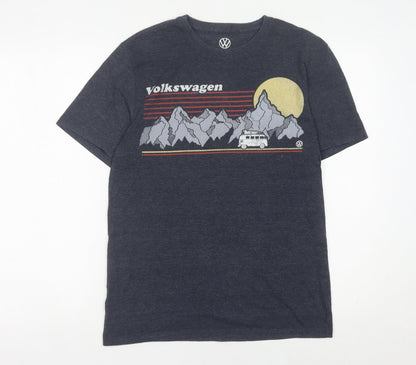 Volkswagen Men’s Grey Small Graphic T-Shirt Retro Transport