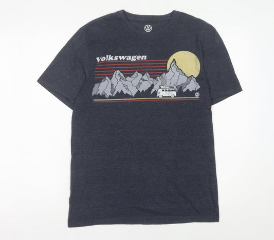 Volkswagen Men’s Grey Small Graphic T-Shirt Retro Transport