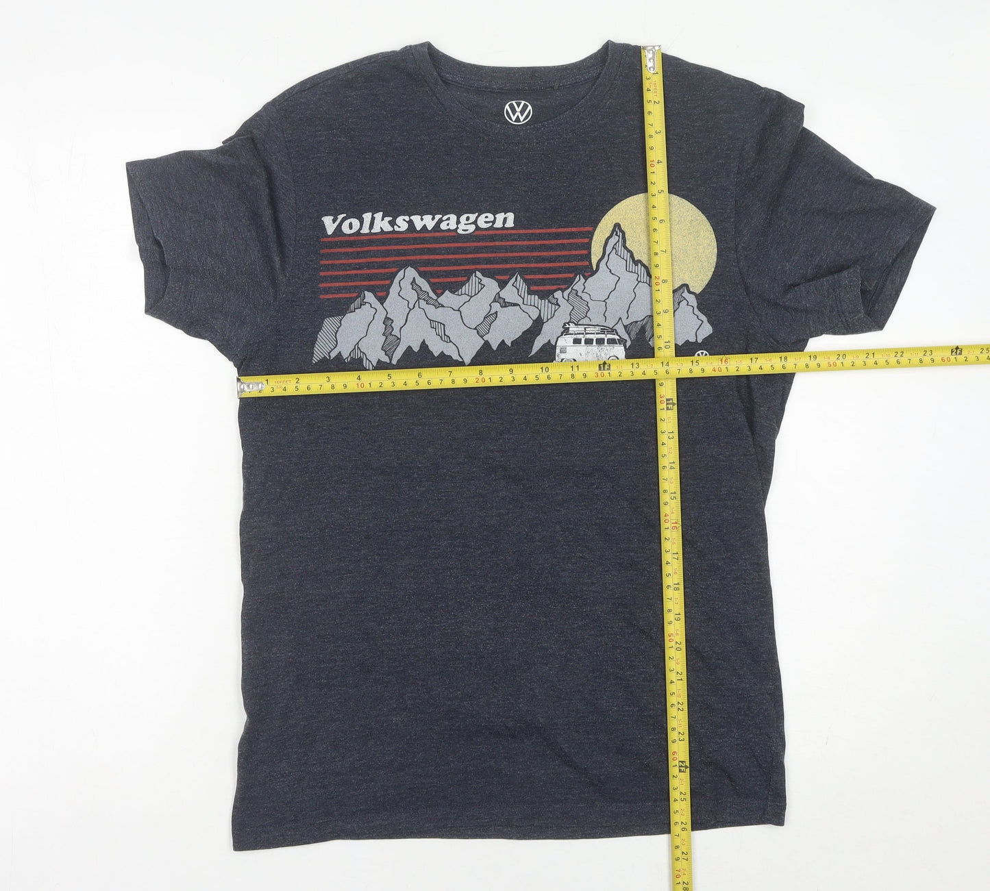 Volkswagen Men’s Grey Small Graphic T-Shirt Retro Transport