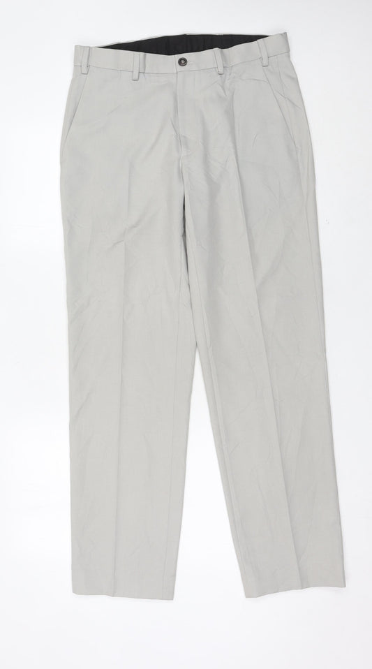 Marks and Spencer Men's Grey 32in Waist 31in Leg Regular Fit Dress Pants