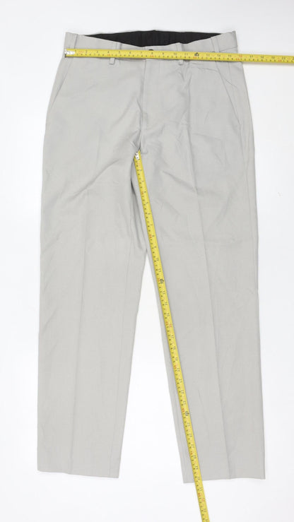 Marks and Spencer Men's Grey 32in Waist 31in Leg Regular Fit Dress Pants
